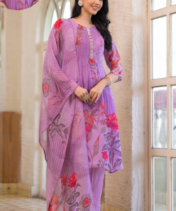 Organza a- line kurti with pent and dupatta