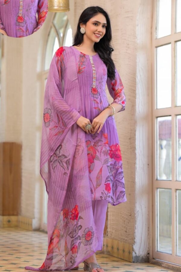 Organza a- line kurti with pent and dupatta
