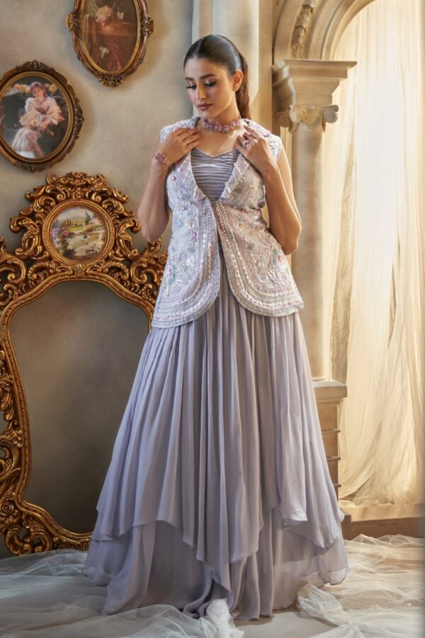 Stylish skirt with top and heavy work shrug