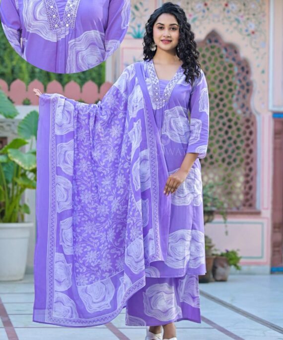 Beautiful a-line kurti with plazo and dupatta