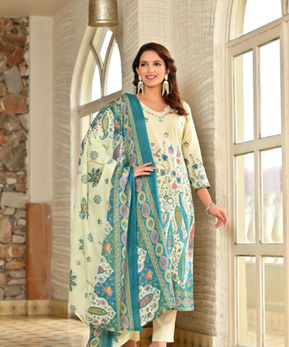 Cotton Kurti with Pant and Dupatta