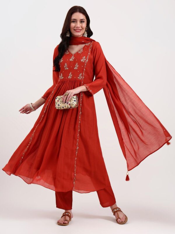 Pure chanderi anarkali suit with beautiful zardosi work